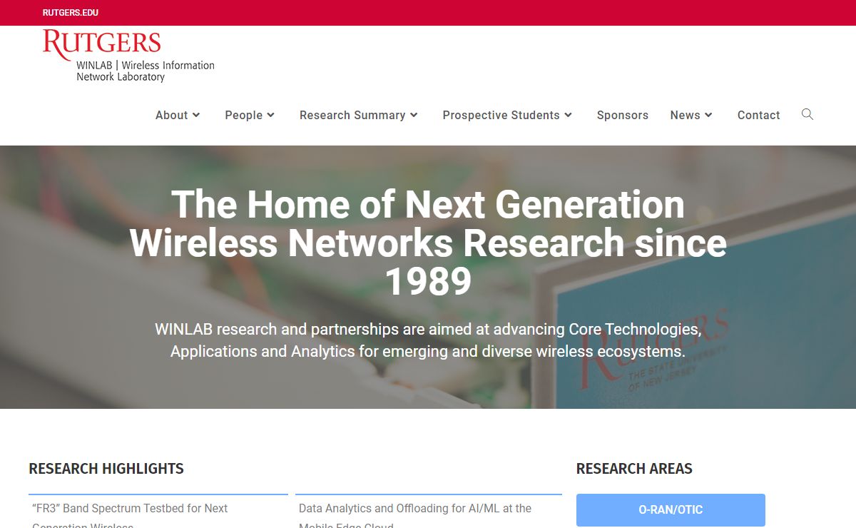 WINLAB, Rutgers University – Wireless Information Network Laboratory