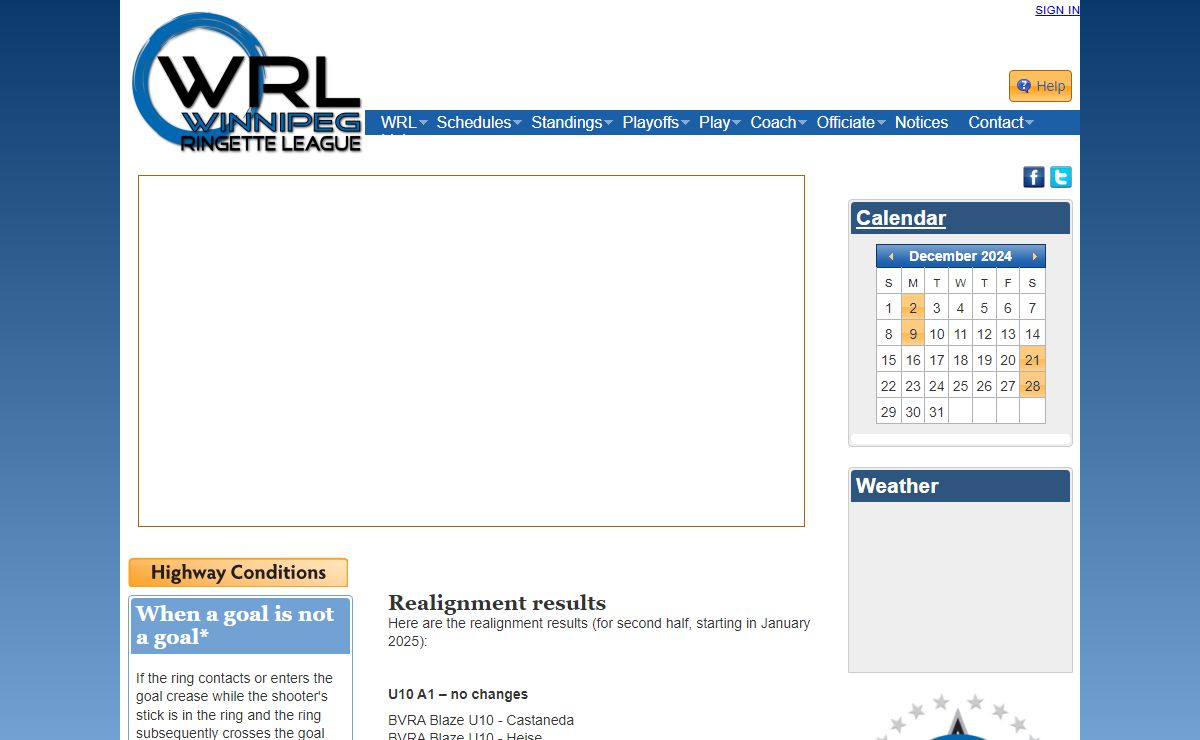 Winnipeg Ringette League: Home