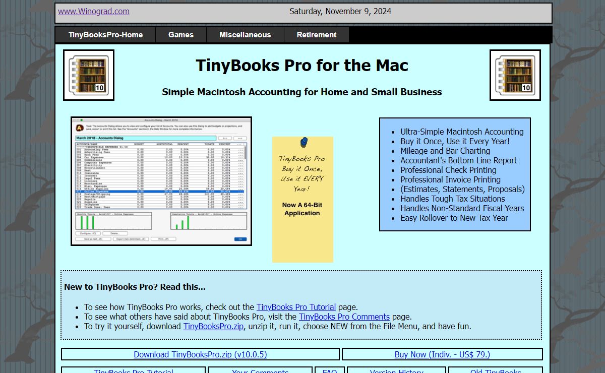 TinyBooks Pro: Ultra-Simple Macintosh Accounting and Bookkeeping Software for Small Business