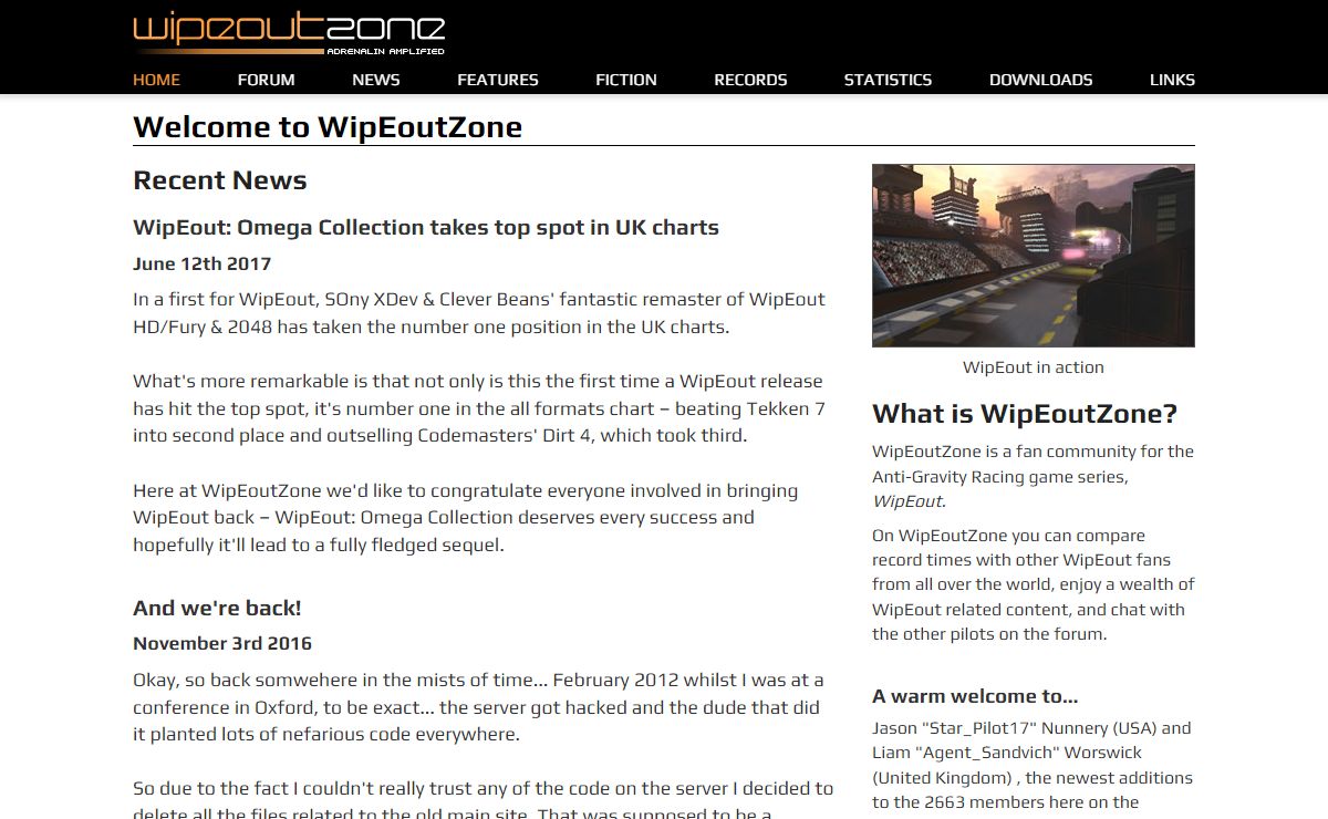 WipEoutZone – fan site of the anti-gravity racing game series