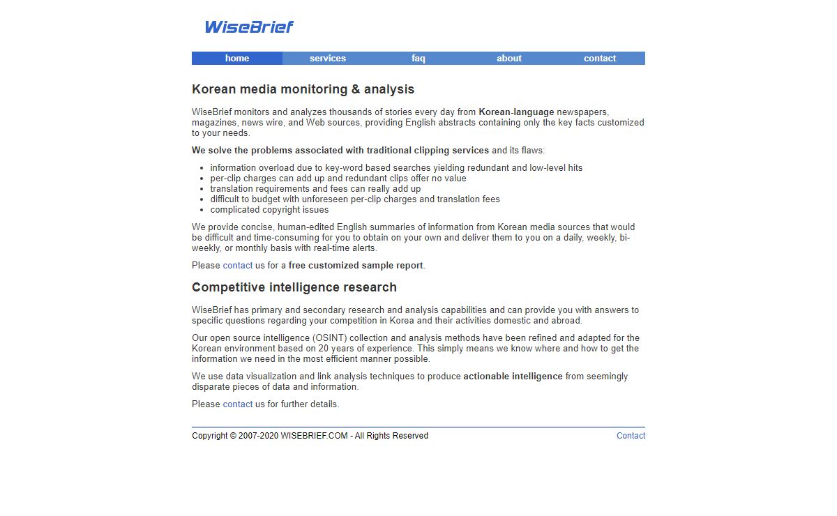 WiseBrief | Korean media monitoring and competitive intelligence solutions provider