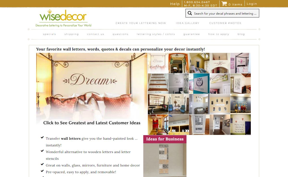 Decorate with Wall Decals, Letters, Quotes & Words : WiseDecor Wall Lettering
