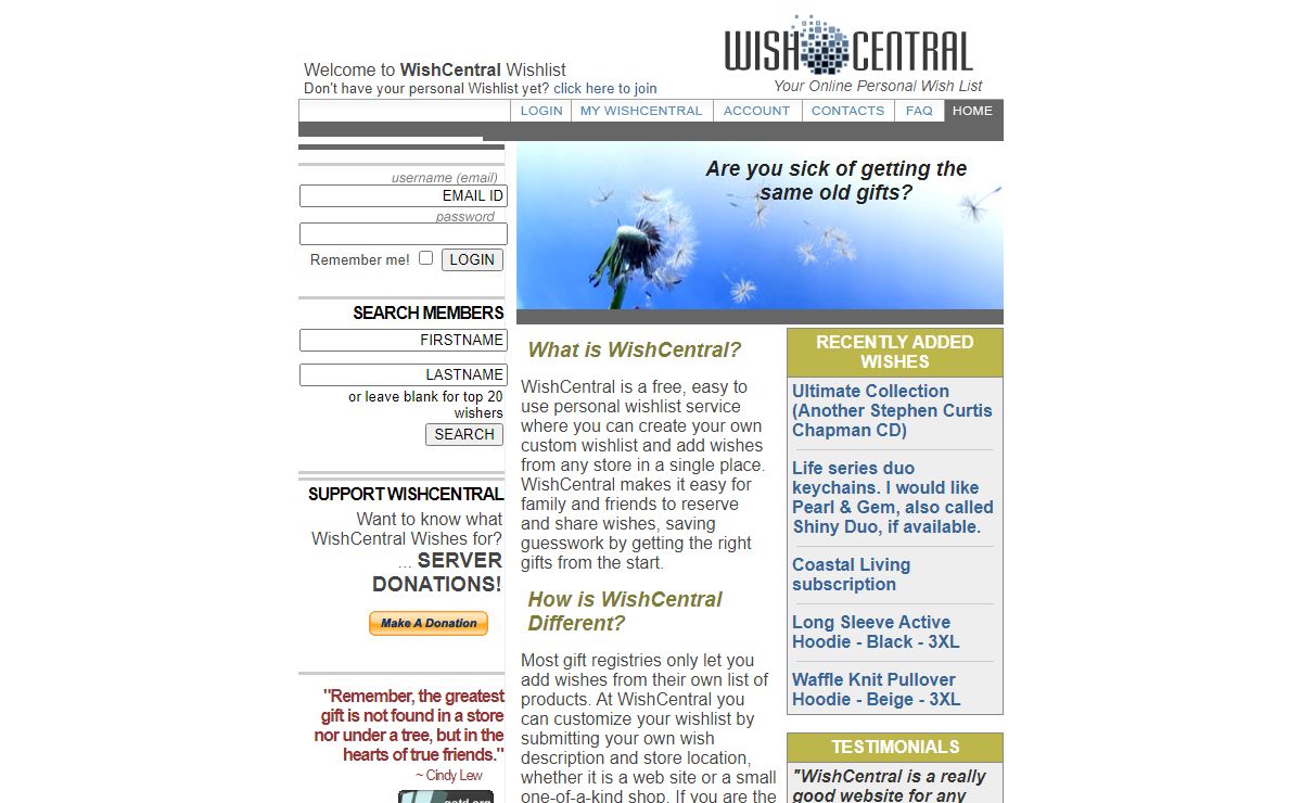 Personal Wish list / Gift Registry Service