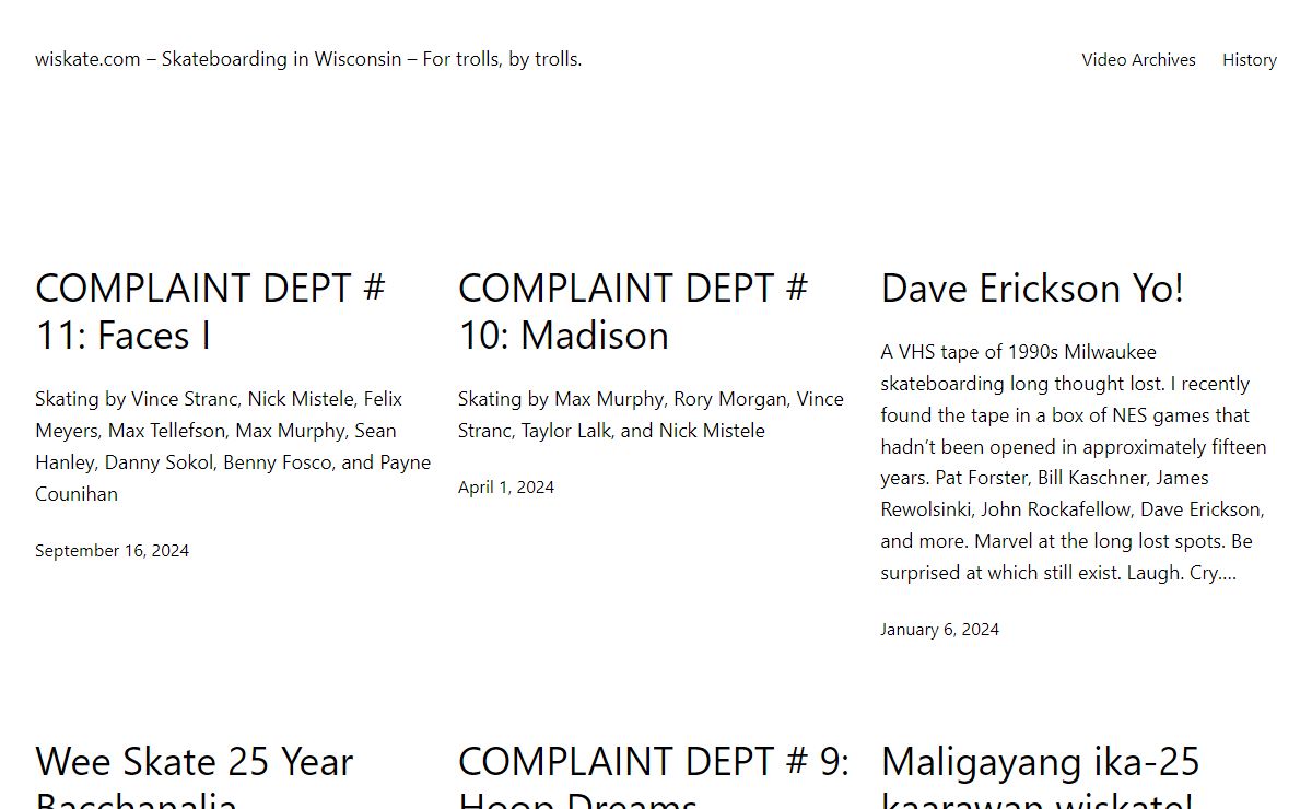 wiskate.com – Skateboarding in Wisconsin – For trolls, by trolls.