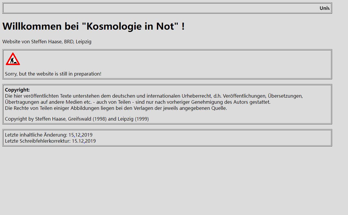Kosmologie in Not
