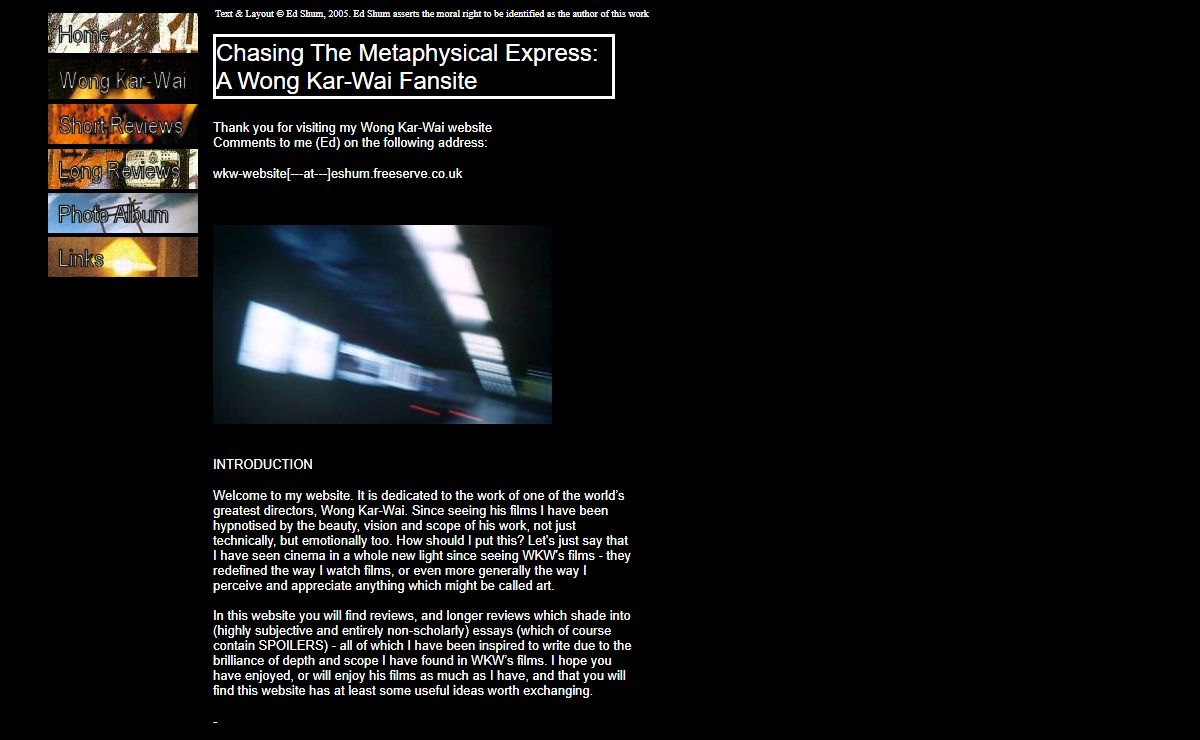 Chasing The Metaphysical Express: A Wong Kar-Wai Fansite