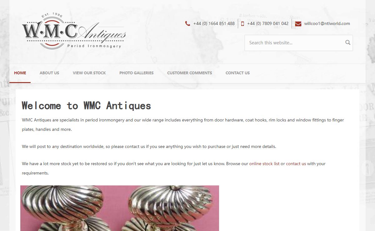 WMC Antiques, specialising in antique door furniture and fittings
