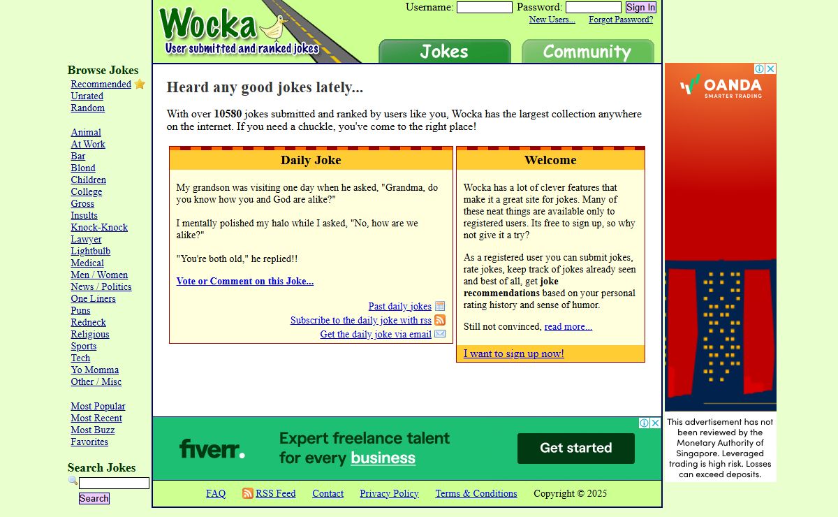 Wocka : User submitted and rated jokes!