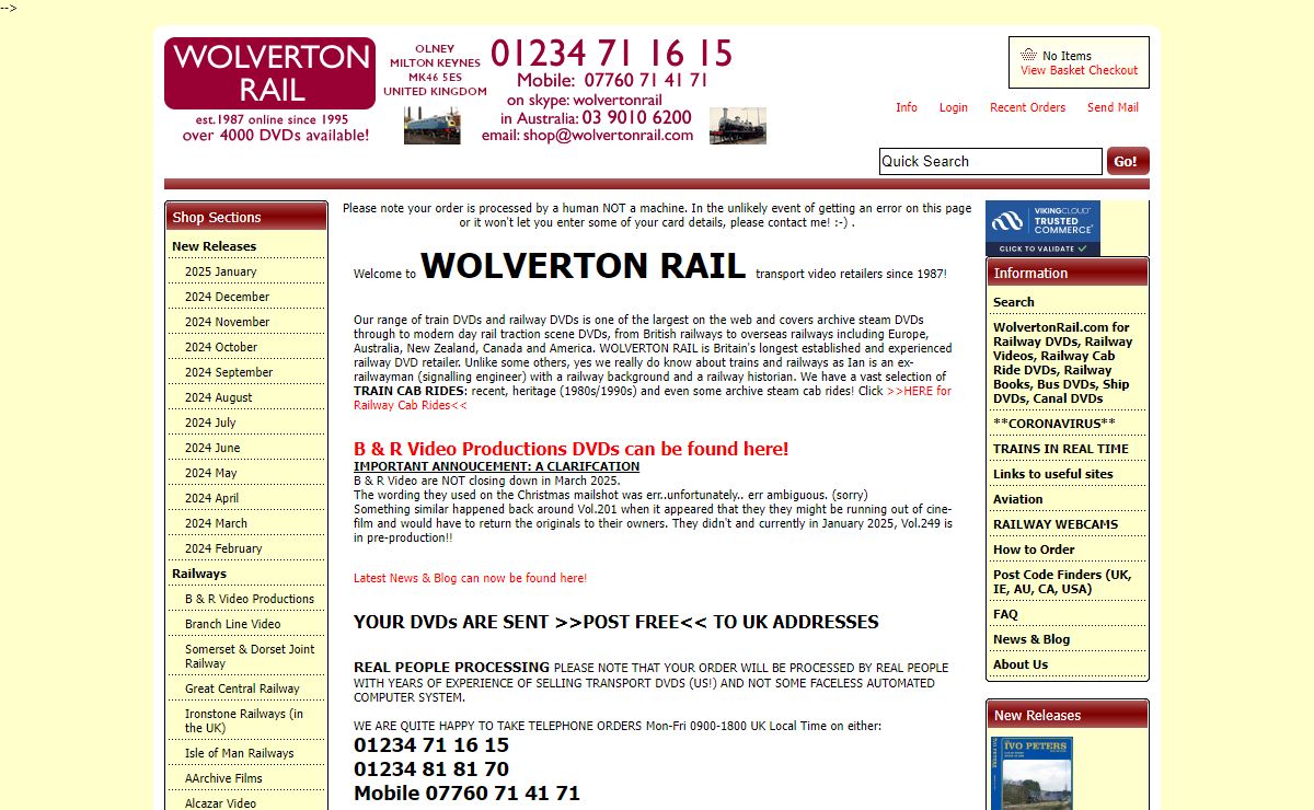 WolvertonRail.com for Railway Steam DVDs, Train Cab Rides, Rail Cab Rides, Archive railway film