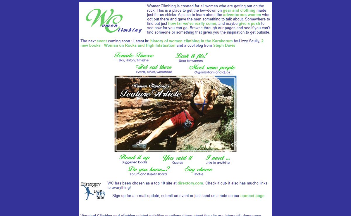 Women Climbing: Main page