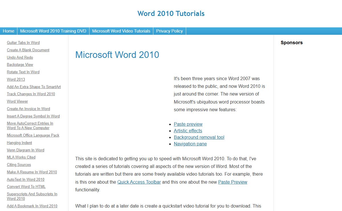 Word 2010 Tutorials