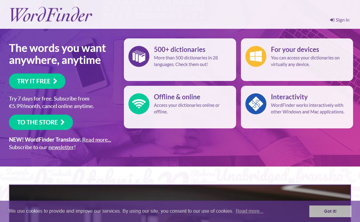 WordFinder - 500+ Dictionaries in 28 Languages