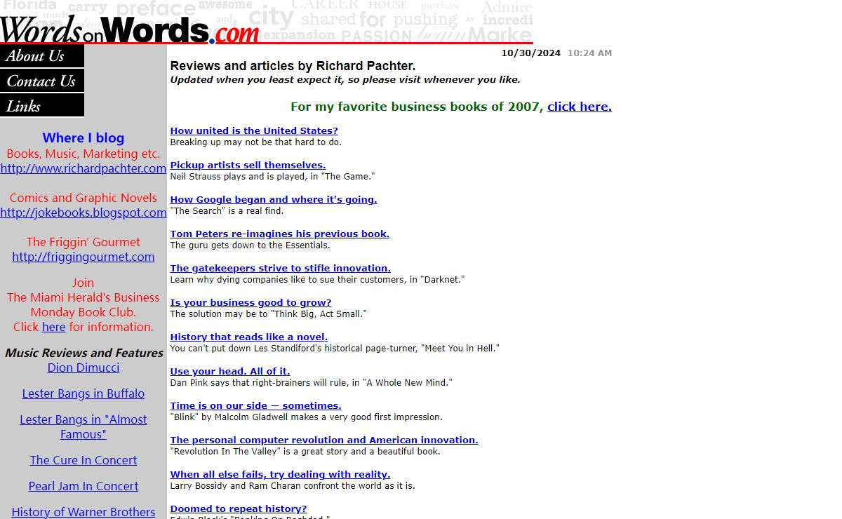 Words on Words: Richard Pachter's Reviews and More.