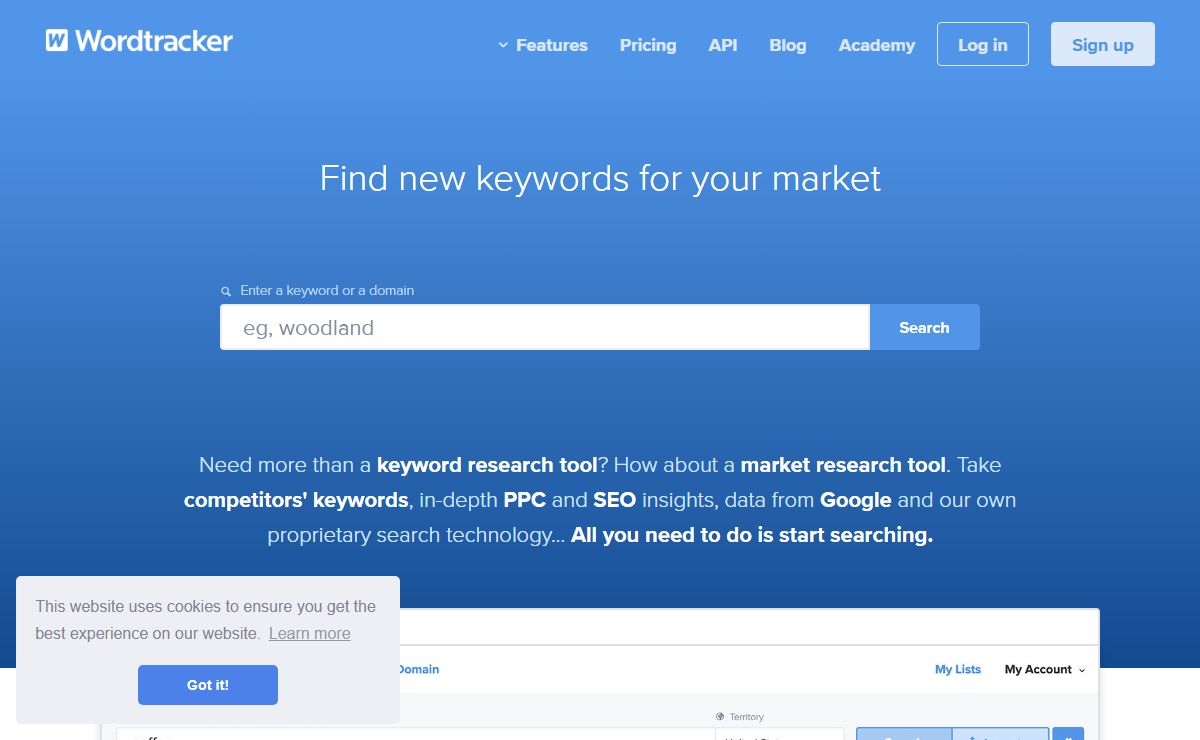 Free Keyword Research Tool from Wordtracker