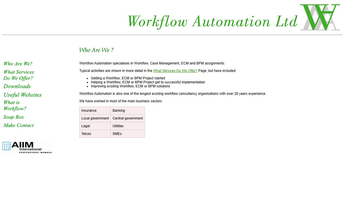 Workflow Automation Ltd - specialising in the full range of Workflow related activity..