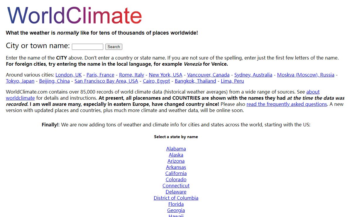 World Climate: Weather rainfall and temperature data