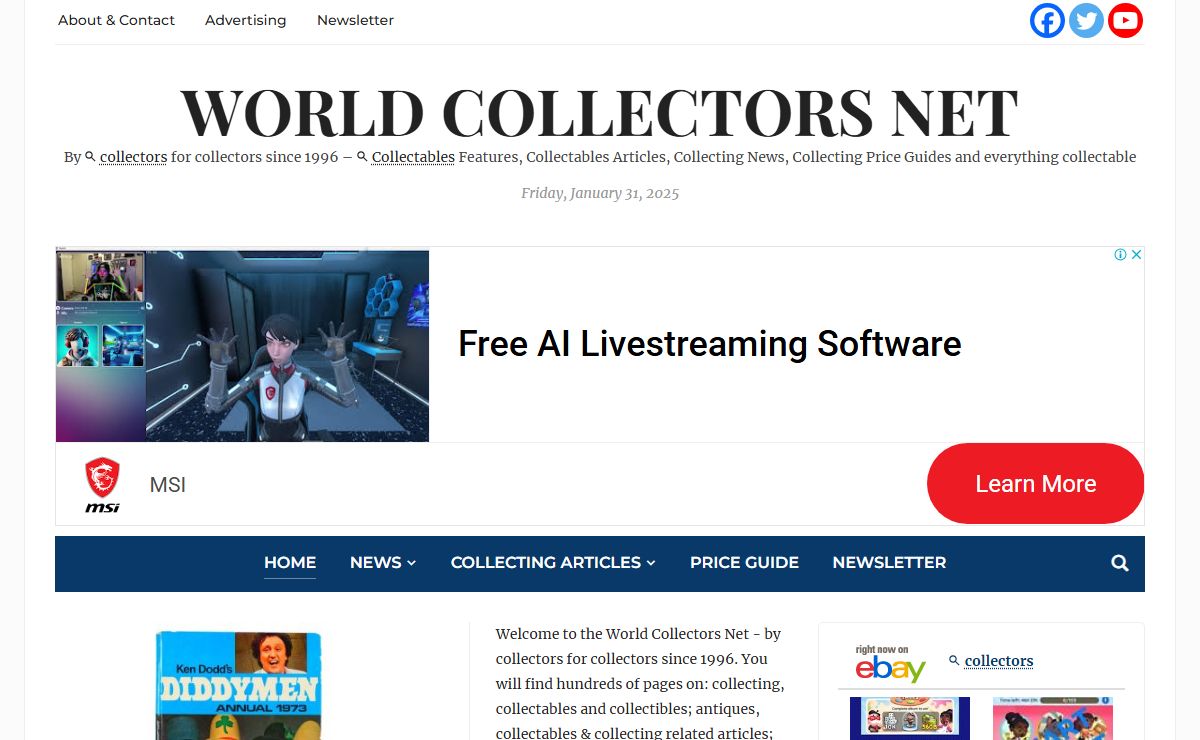 World Collectors Net - By collectors for collectors since 1996 – Collectables Features, Collectables Articles, Collecting News, Collecting Price Guides and everything collectable