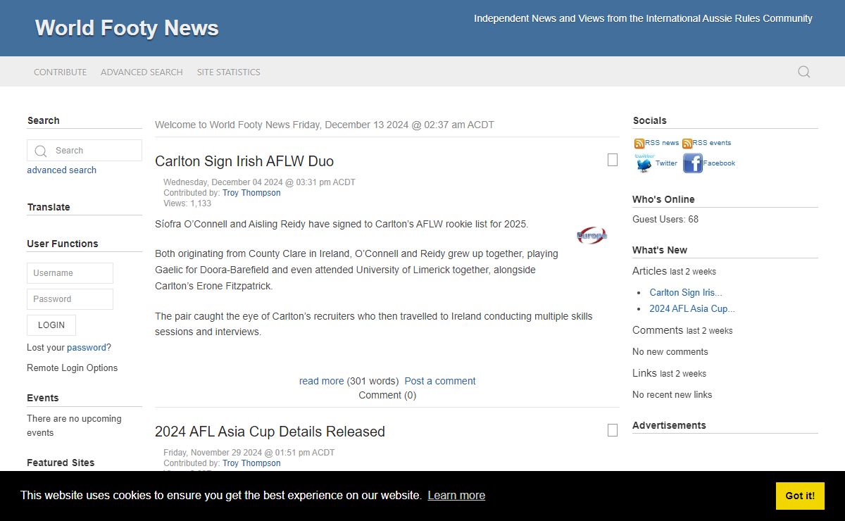 World Footy News - Independent News and Views from the International Aussie Rules Community