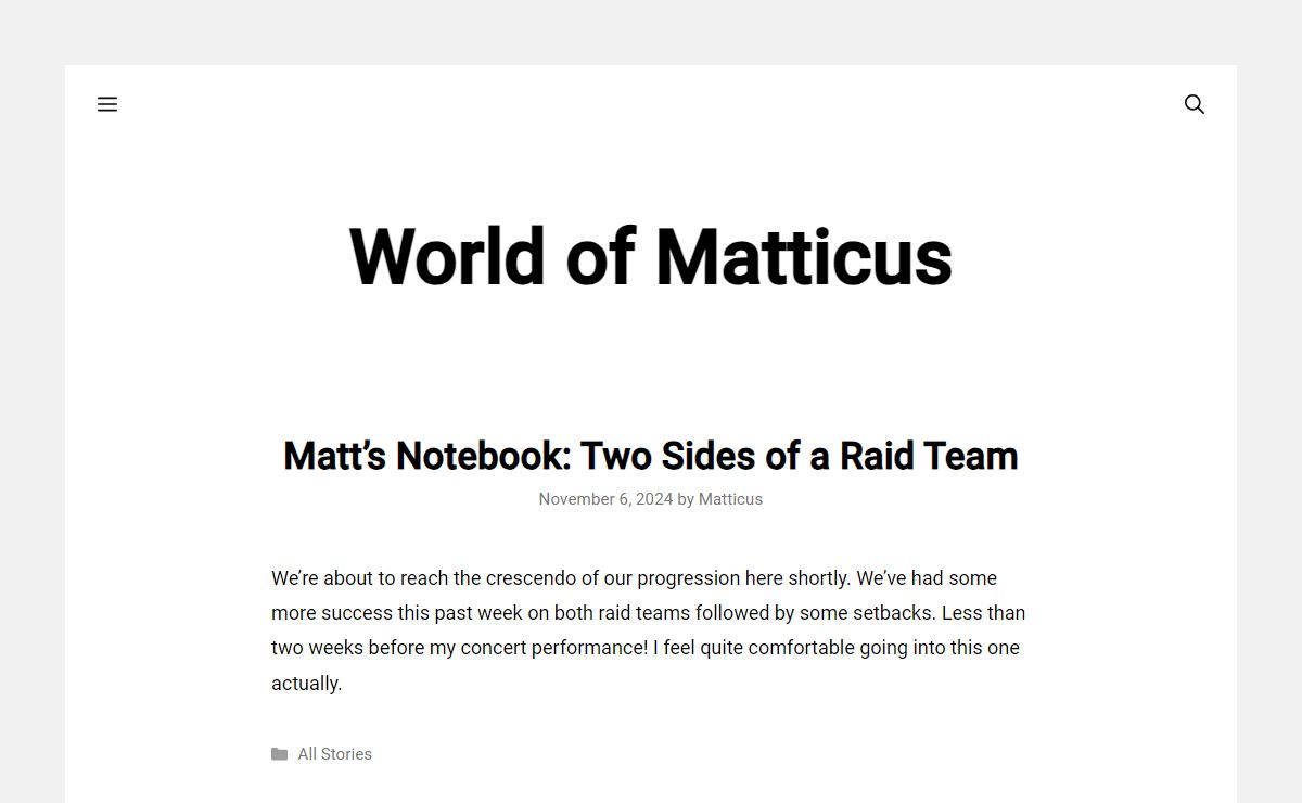 World of Matticus - Blog for World of Warcraft healers and raiders