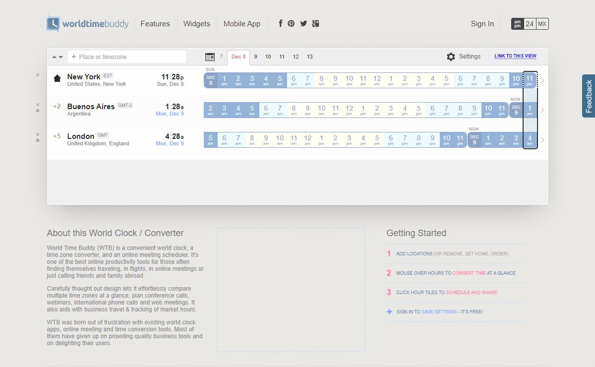 Time Converter and World Clock - Conversion at a Glance - Pick best time to schedule conference calls, webinars, online meetings and phone calls.