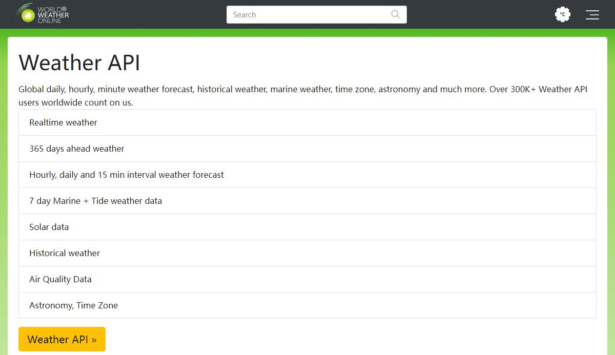 World Weather API and Weather Forecast
