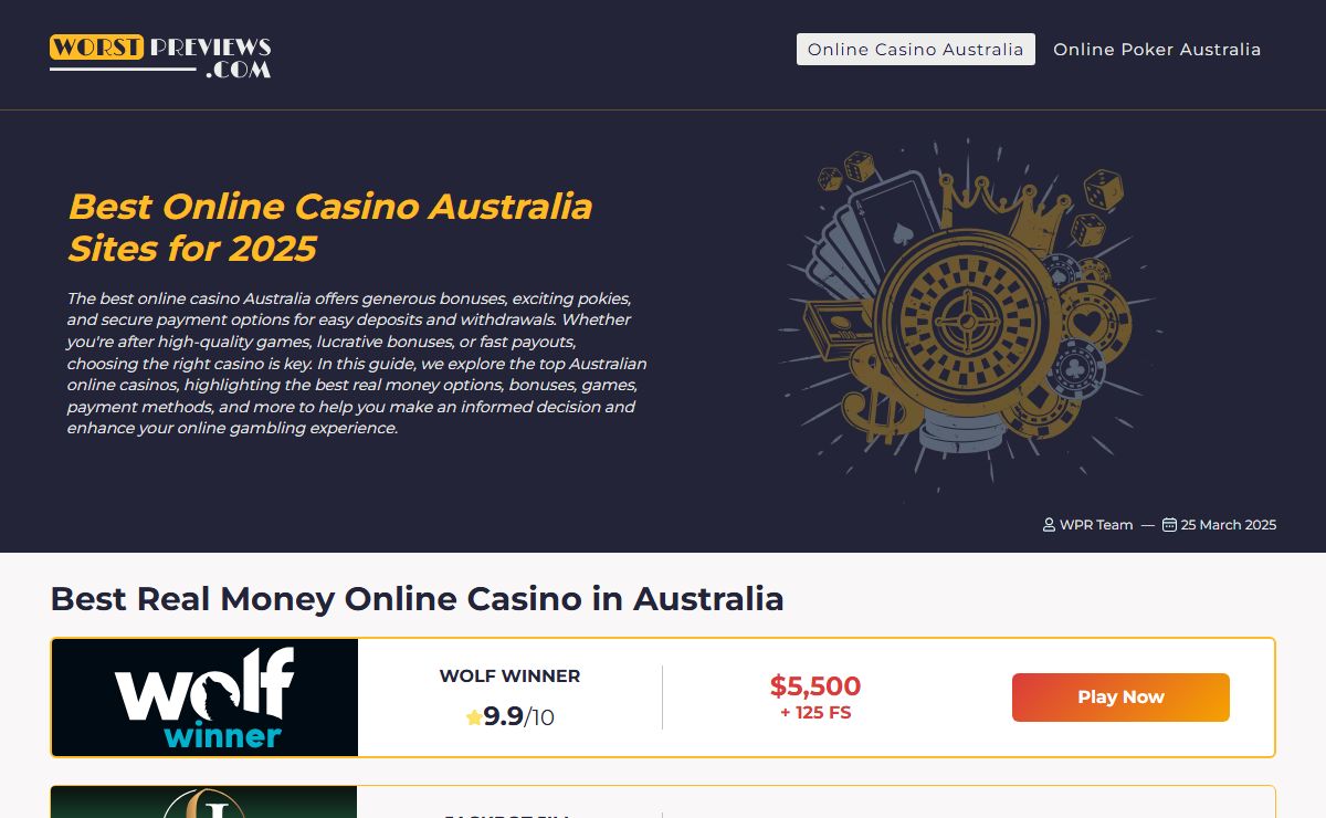 Best Online Casino Australia – Top AU Real Money Casinos 2025
