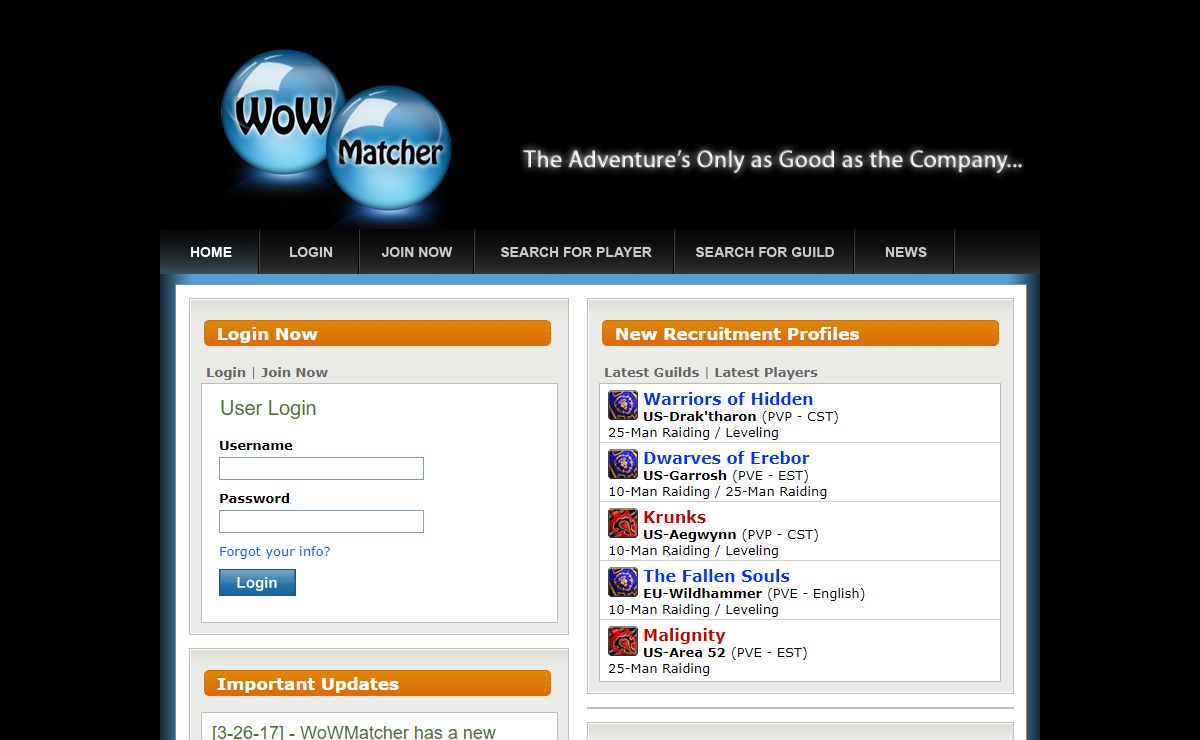 Wowmatcher | Warcraft Player and Guild Recruitment