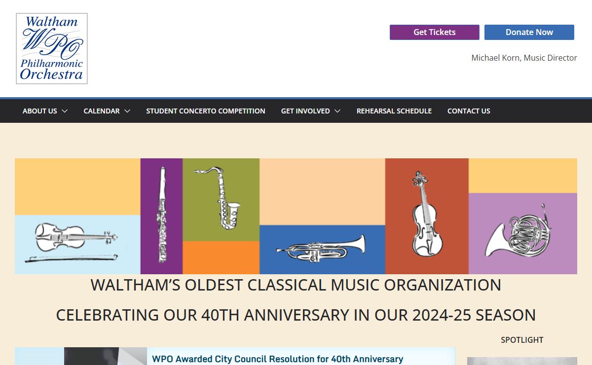 Waltham Philharmonic Orchestra – Michael Korn, Music Director