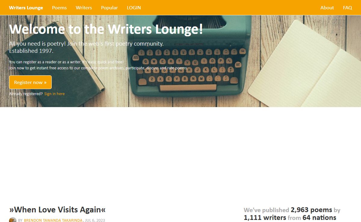 Free poems publishing at the Writers Lounge: International community for poetry - writerslounge.net