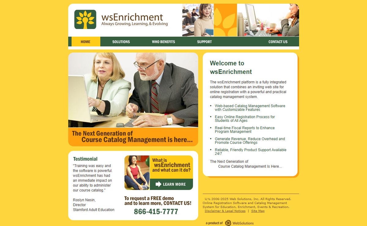 Web Solutions Enrichment - Online Registration Software & Catalog Management System