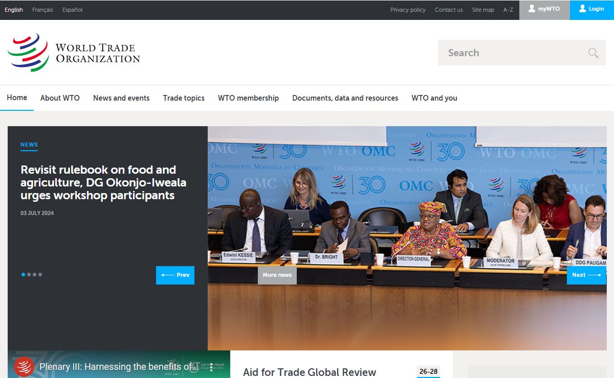 World Trade Organization - Home page - Global trade