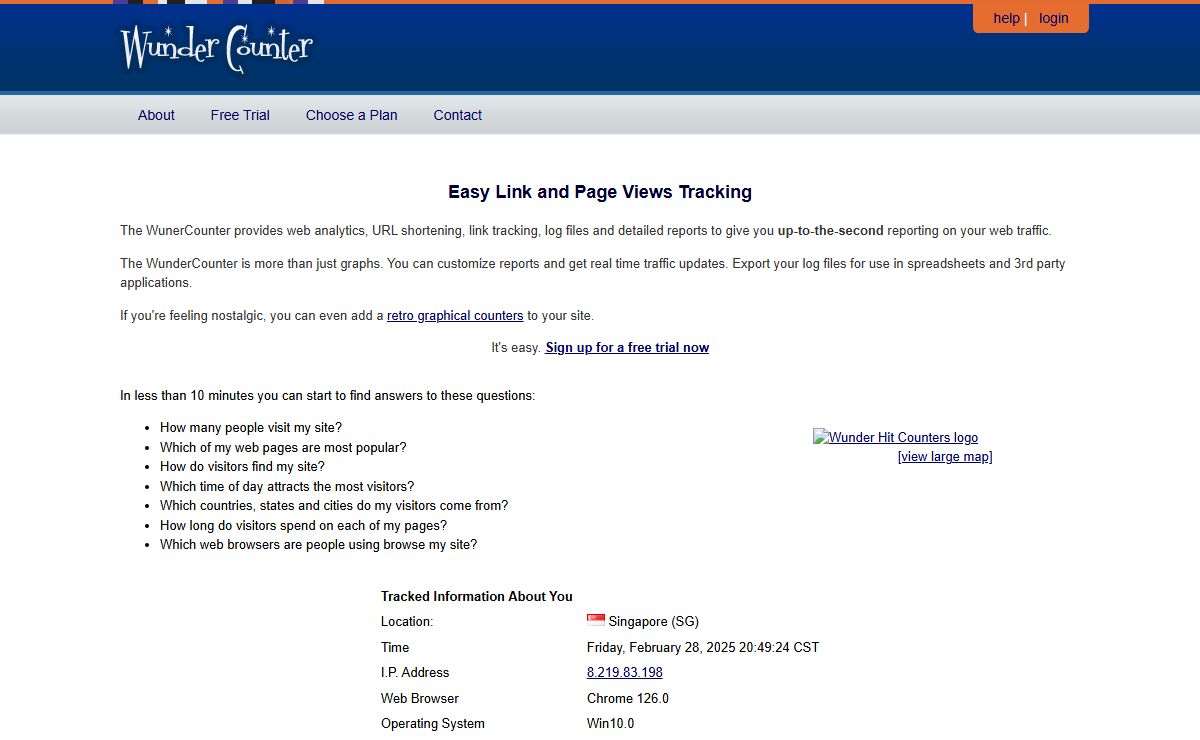 Link Trackers, Blog Counters, IP Trackers and Web Analytics: Wunder Counter