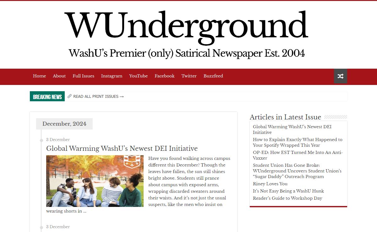 WUnderground – WashU's Premier (only) Satirical Newspaper Est. 2004