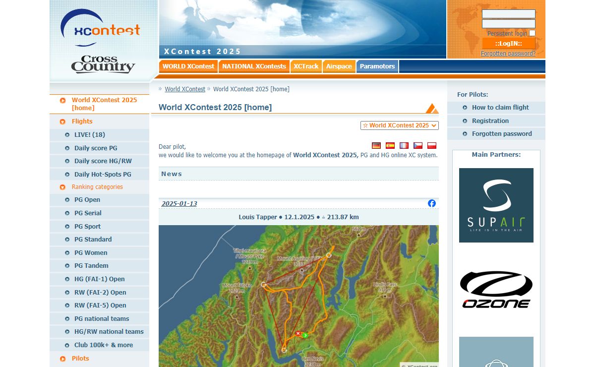 World XContest 2025 [home] :: XContest.org - world of XC paragliding