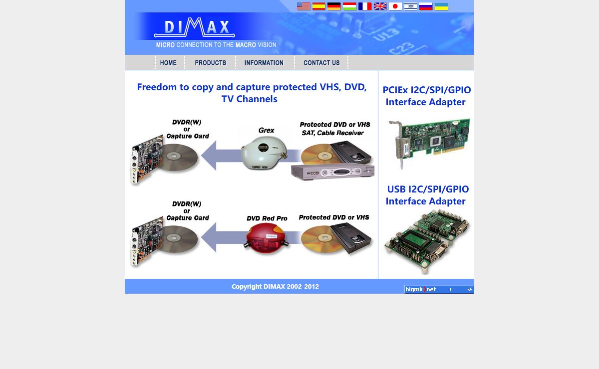 Dimax Home page