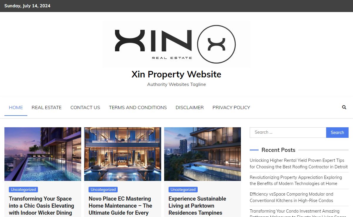 Xin Property Website – Authority Websites Tagline