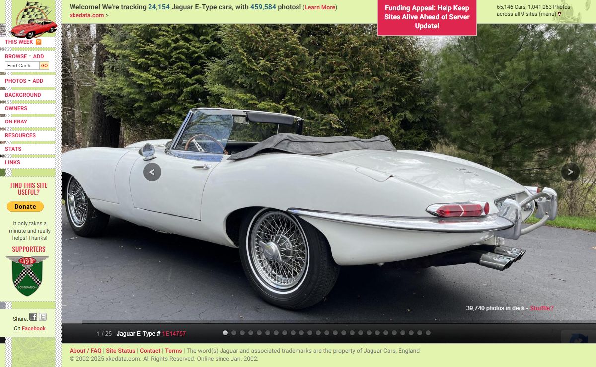 XKE Data - Keeping track of every Jaguar E-Type - Jaguar E-Type (XKE) information, articles, photos and register