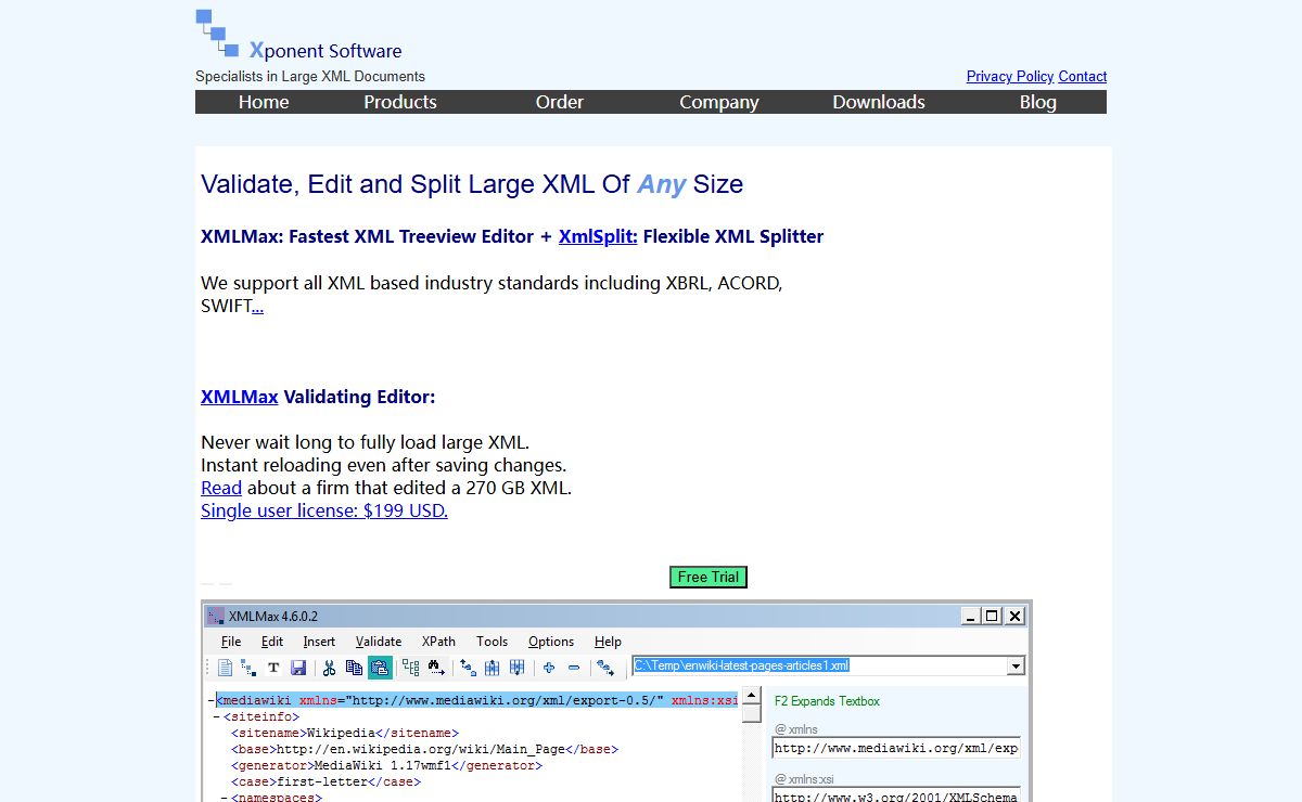 XMLMax Large XML Editor and XML Split Tool