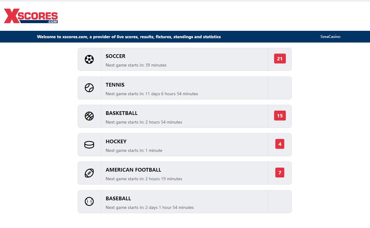 Live Scores - Live Sports Results by xScores