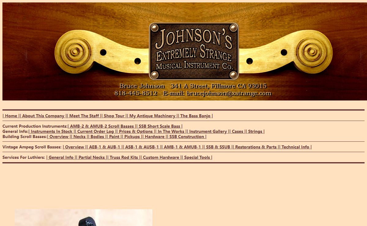 Johnson's Extremely Strange Musical Instrument Company Home Page