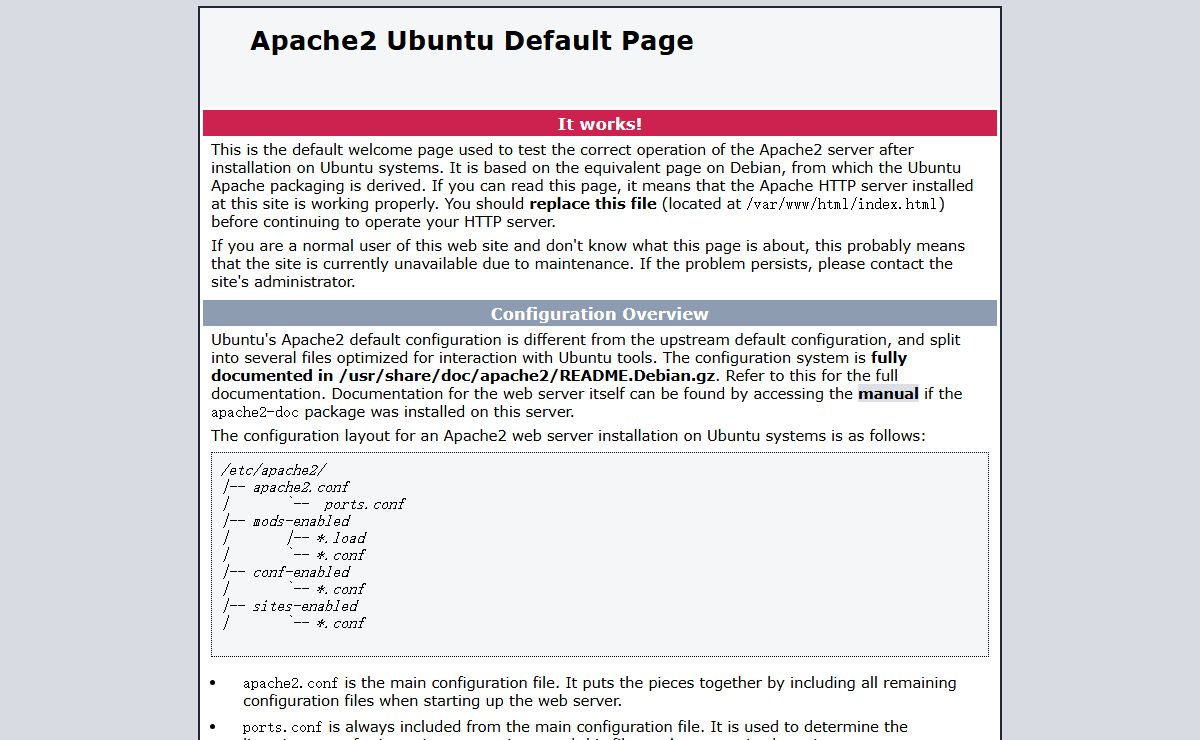 Apache2 Ubuntu Default Page: It works
