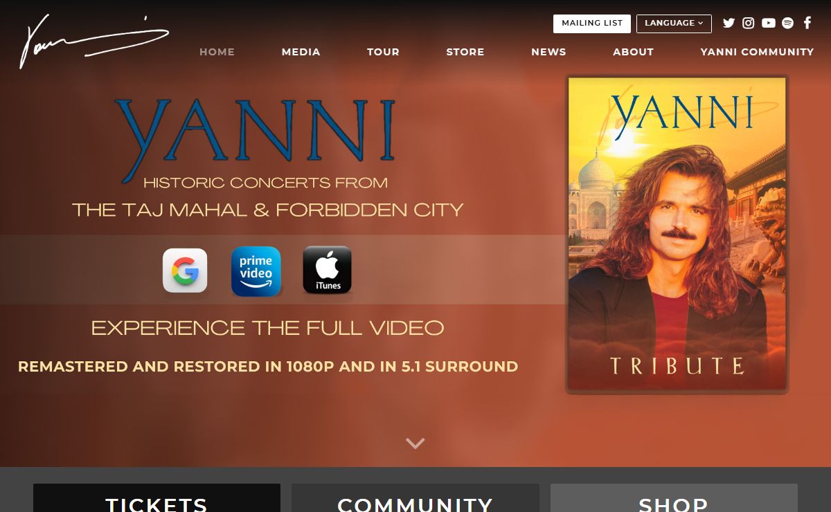 Official Yanni and Yanni Community Website