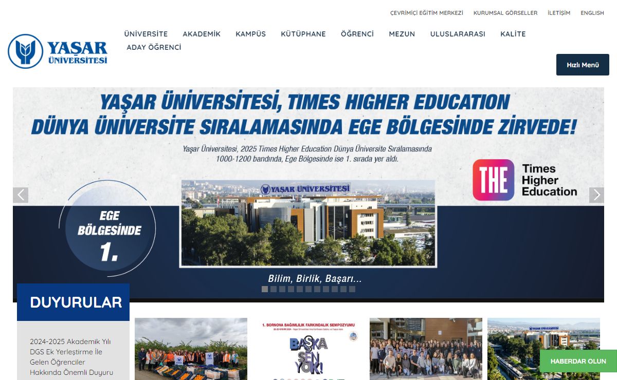 Yaşar Üniversitesi – Bilim, Birlik, Başarı