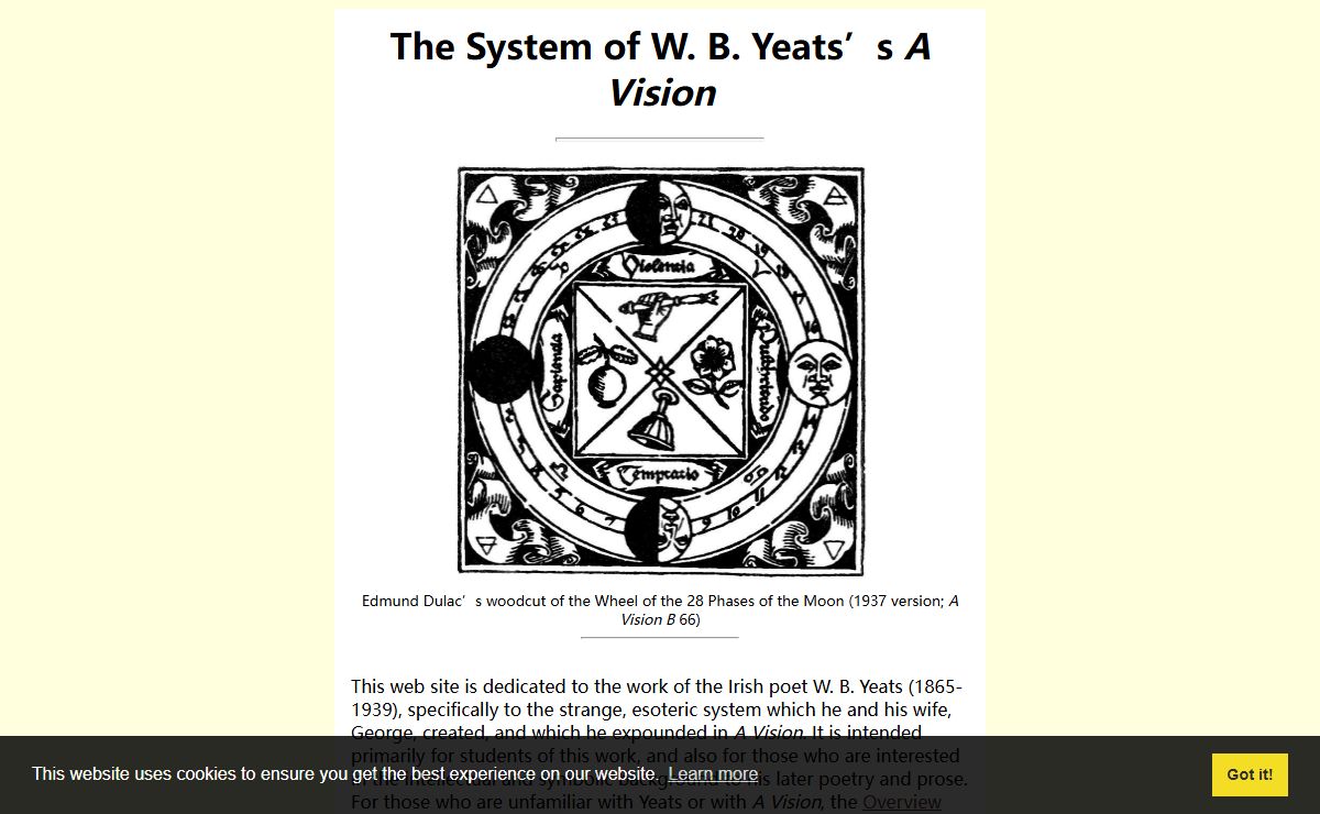 Yeats's Vision: W. B. Yeats and "A Vision"