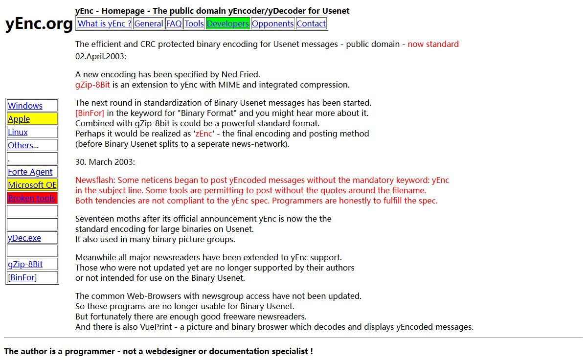 yEnc - Efficient encoding for Usenet and eMail