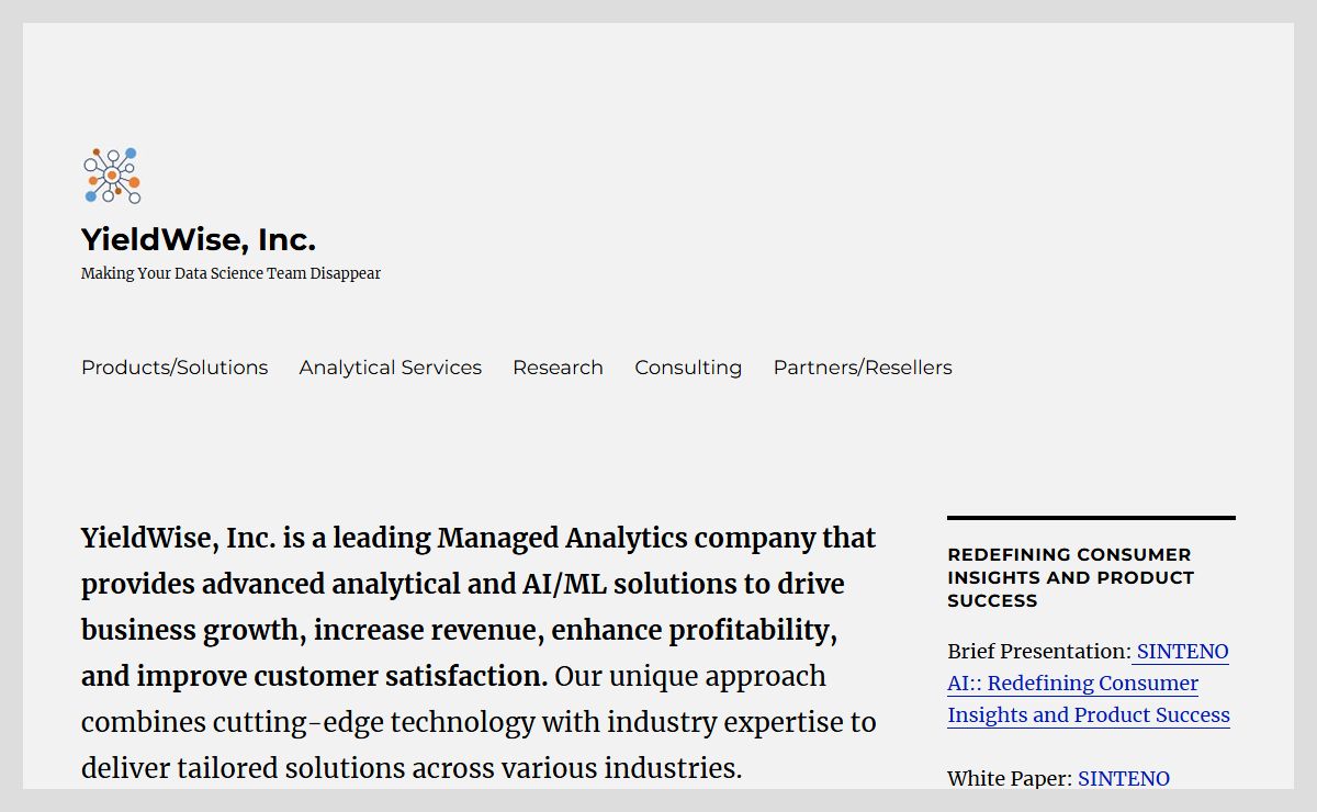 YieldWise, Inc. – Making Your Data Science Team Disappear