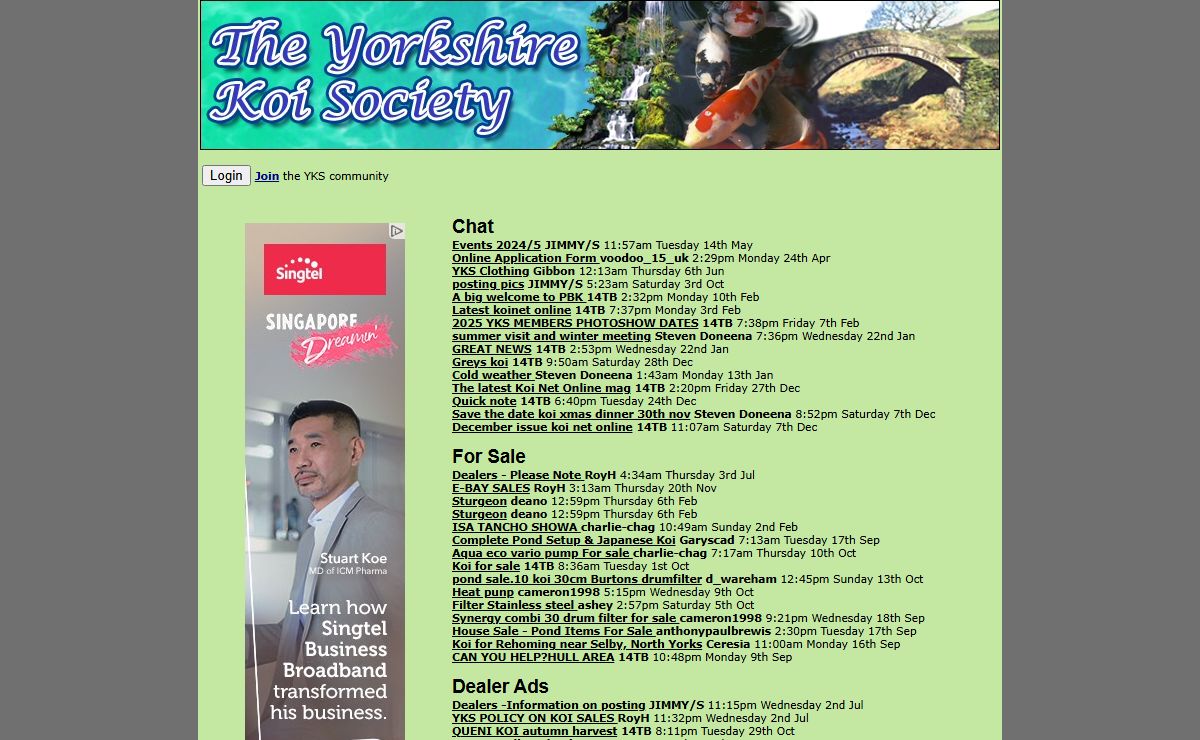 The Yorkshire Koi Society - Welcome to the homepage of the Yorkshire Koi Society.