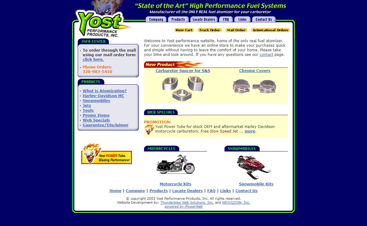 Yost Performance Products, Inc. - Welcome to Yost Performance Products, Inc. - fuel, atomizer, online store, atv, motorcycle, snowmobiles, copyright 2003 Yost Performance Products, Inc.