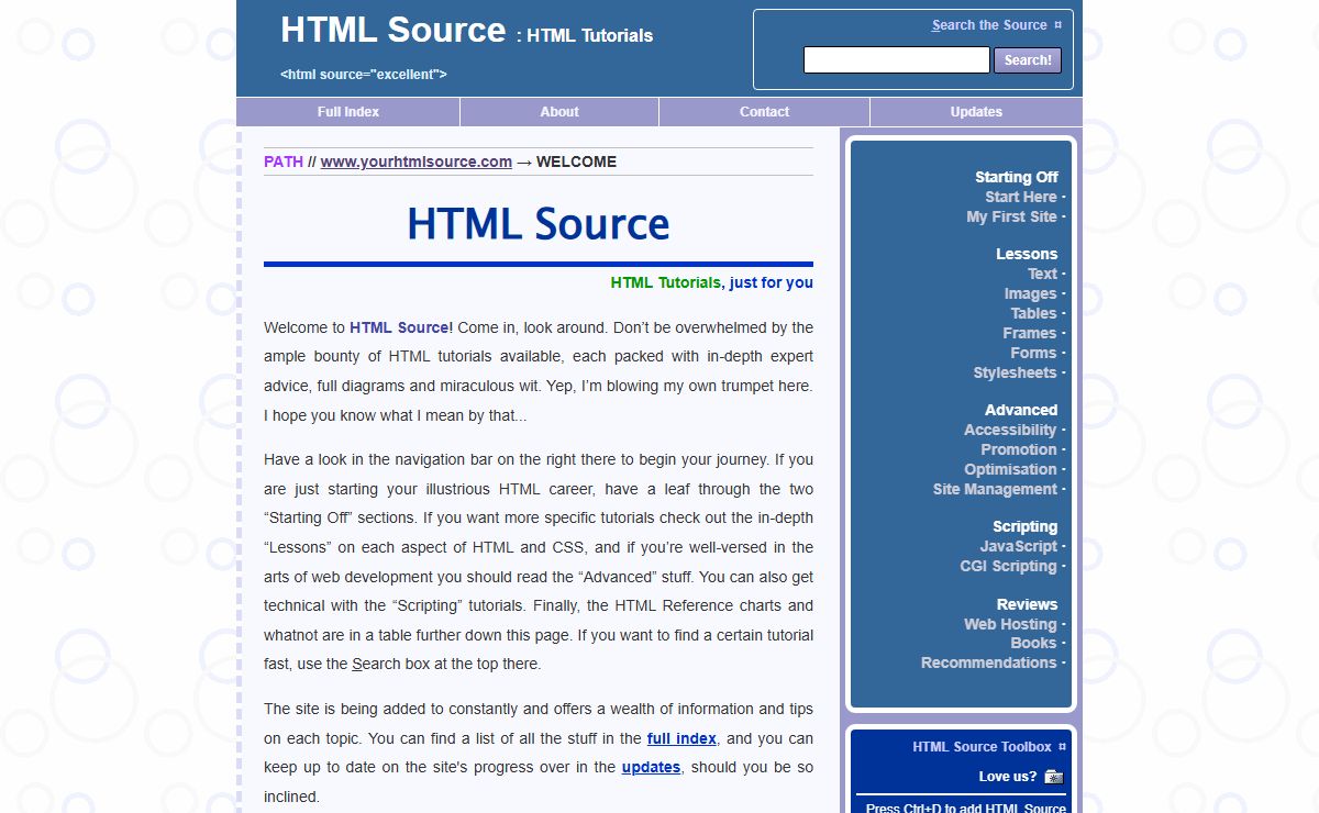 HTML Source: HTML Tutorials