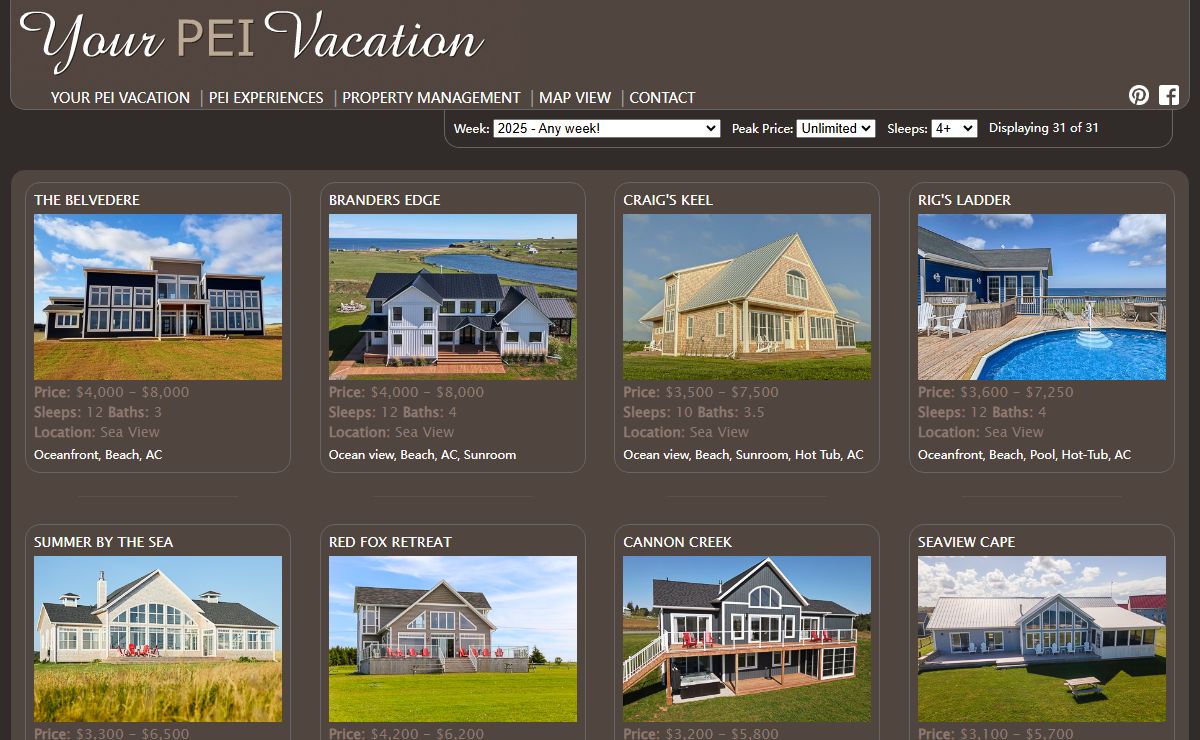 Your PEI Vacation Rentals - PEI Cottages Rentals, Beach Houses, Luxury Rentals on PEI